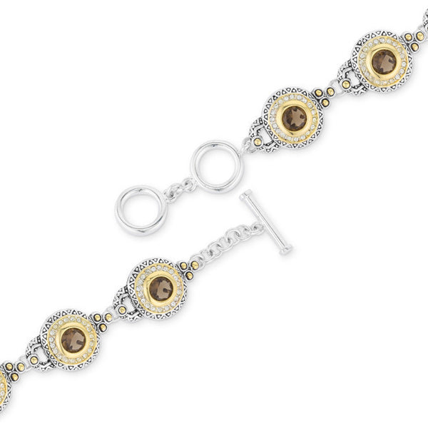 Two Tone Topaz Toggle Bracelet With Clear Cubic Zirconia