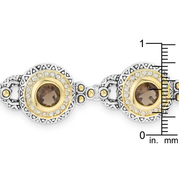 Two Tone Topaz Toggle Bracelet With Clear Cubic Zirconia